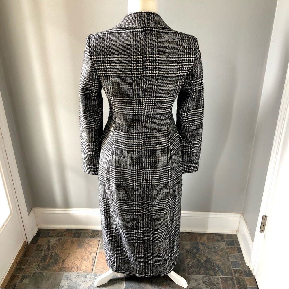 Express Long Plaid Car Coat Black & White NWOT - Picture 5 of 7